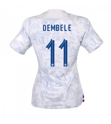 Frankrig Ousmane Dembele #11 Udebanetrøje Dame VM 2022 Kort ærmer